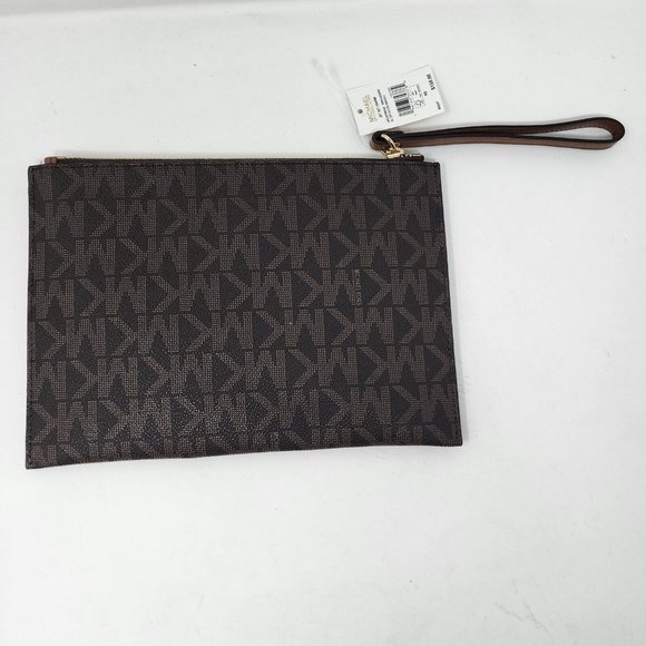 Michael Kors Clutch Womens XL Jet Set Charm Zip Wrislet Leather Logo Spell Out - Picture 5 of 9